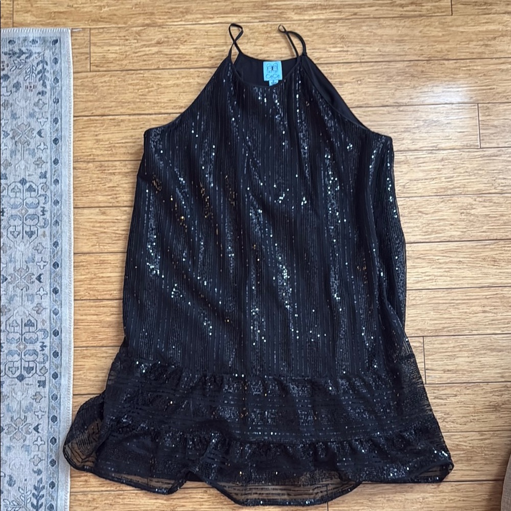 Like New CeCe Black Sequin Halter Dress
